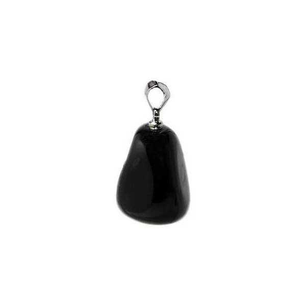 Pendentif en pierre roulée et polie d’Agate Noire