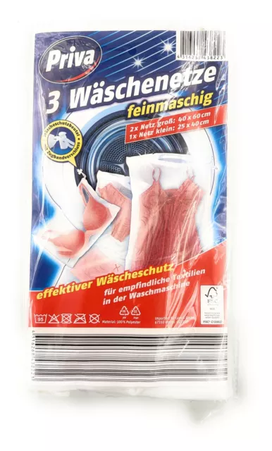 3 Wäschenetze feinmaschig 2x groß 1x klein Netz Wäscheschutz für Waschmaschine