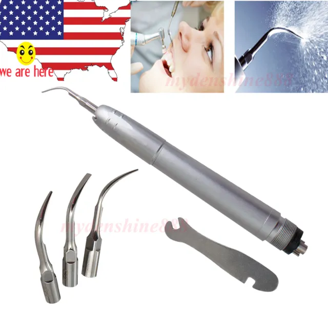 Dental Air Scaler Handpiece Sonic Tooth Oral Teeth Care Hygienist 4 Hole 3 Tip