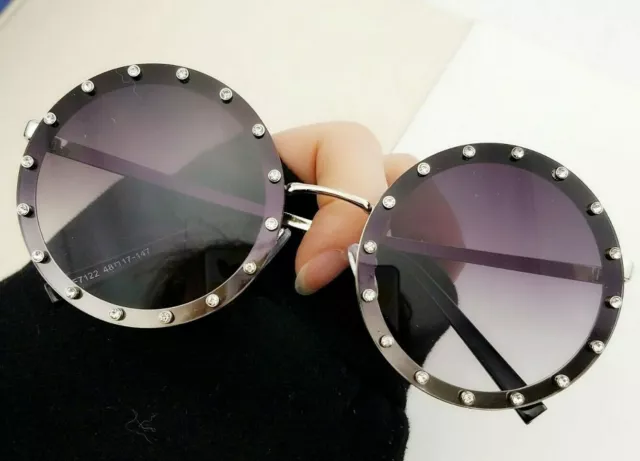 High Quality Womens Designer Fancy Round Oversize Rhinestone Diamond Sunglasses
