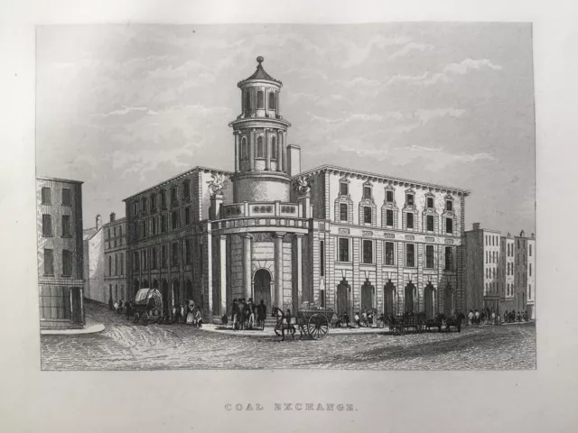 1851 Antique Print; Coal Exchange, Thames Street, City of London