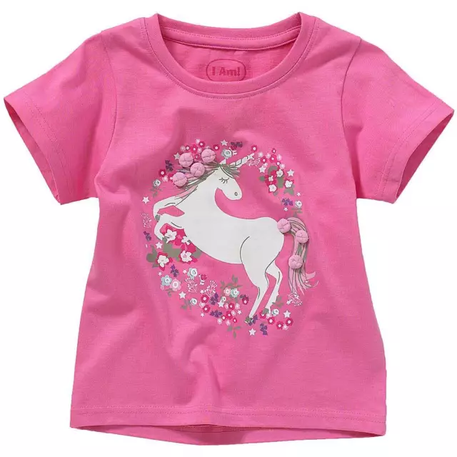 Girls Summer T-Shirts Dinosaur Flamingo Unicorn Tops Short Sleeve Cotton Pom Pom 3