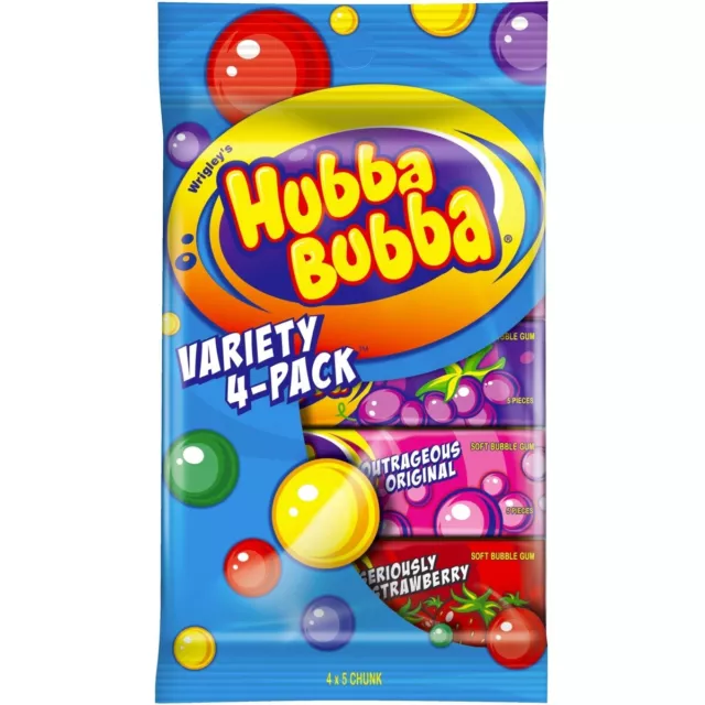 Wrigleys Hubba Bubba Bubblegum Chewing Gum Variety 4 Pack