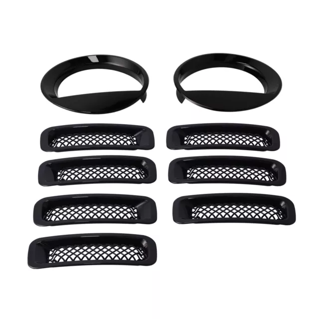 *Front Mesh Grille Inserts Headlight Trim Rings Kit Decoration For 2011