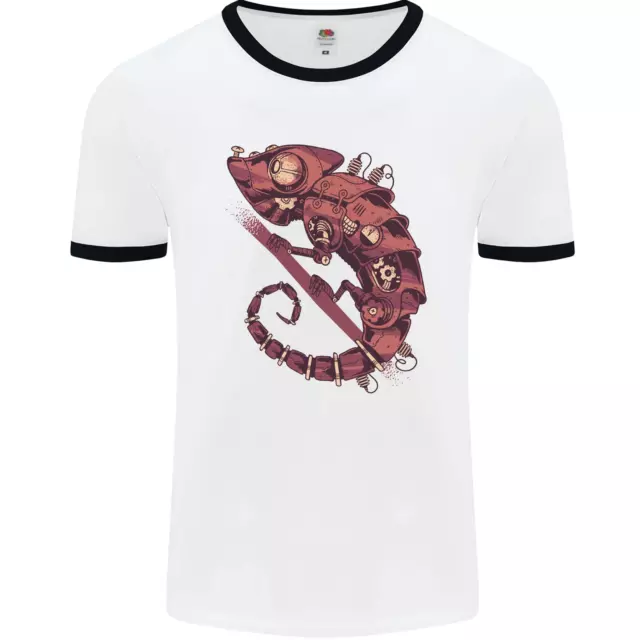 Steampunk Camaleon Iguana Reptiles Lagarto Hombre Ringer Camiseta