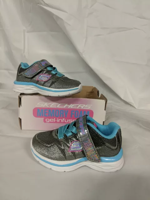 Skechers Girls Size 7 Whimsy Girl Sneaker Gray blue Multi NIB ~ #143H 2