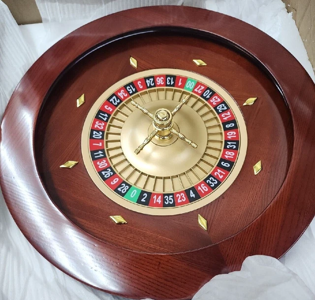 Brybelly Deluxe Wooden Roulette Wheel Set - Red/Brown Mahogany with Double-Zero