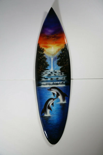 Planche De Surf Décorative 100 Cm - Style Hawaii, Bois Noir - Décoration Murale