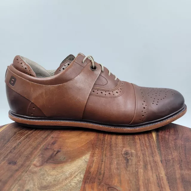 Tsubo Wexler Oxford Shoes Mens 13 Brown Leather Comfort Cap Toe Brogue Medallion