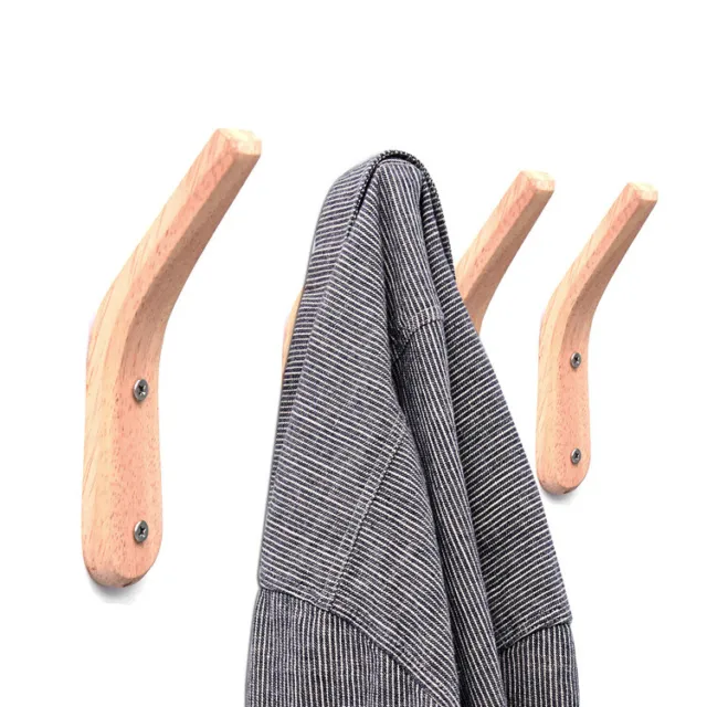Rustic Oak Wooden Kitchen Towel Coat Hat Holder Hook Rack Organizer Wall Mounted