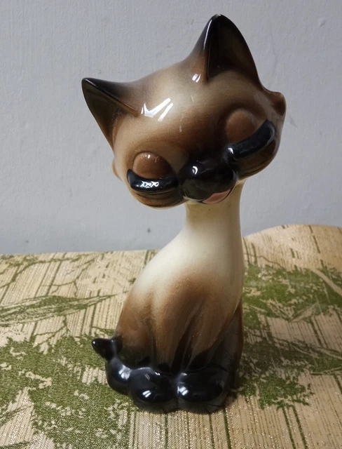 Vintage Siamese Cat Retro Kitsch 1950s 1960s Mod MCM Kitty Ornament VGC
