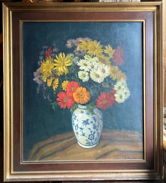 Johannes Van Elst 1888 Still Life IN Porcelain Oil Painting Main Floor Antique
