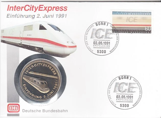Numisbrief Germany Ice Intercityexpress German Bundesbahn 1991