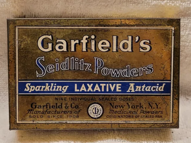 Old Medicine Tin Garfields Seidlitz Powders Laxative Garfield & Co. Ny Empty