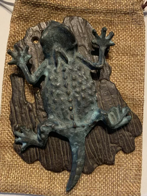 Rare Vintage San Pacific Int'l Brass Southwestern Door Knocker Horned Toad