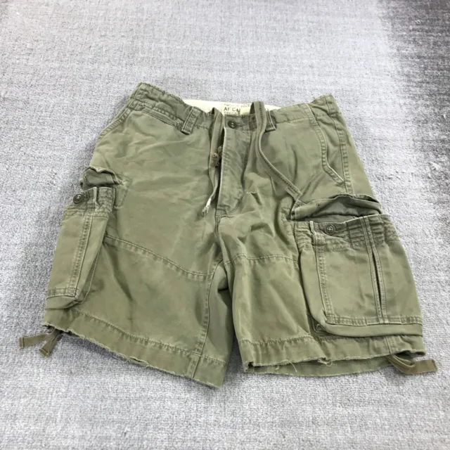 Abercrombie & Fitch Shorts Men 32 Green Cargo Twill 7 Pocket Drawstring Vintage