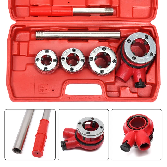 PIPE THREADING KIT Manual Plumber Die Ratcheting Pipe Thread Threader ...