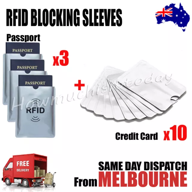 3x Passport & 10x RFID Blocking Credit Debit Card Protector Sleeve Shield Holder