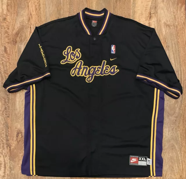 LA Lakers NBA Bench Warm Up Training Snap Shirt NIKE Mens US Size XXL