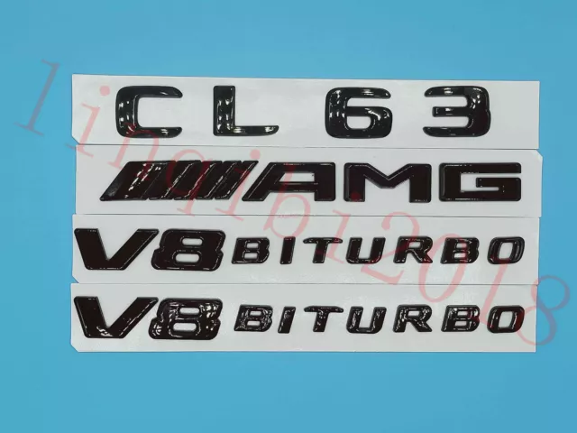 Gloss Black Flat CL63 AMG+ V8 BITURBO Trunk Embl Badge Sticker for Mercedes Benz