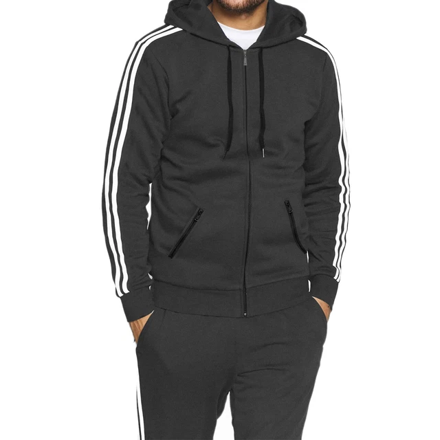 Tuta Uomo Invernale Completo Caldo Cotone Sportivo Bande Felpa + Pantalone VEQUE 6