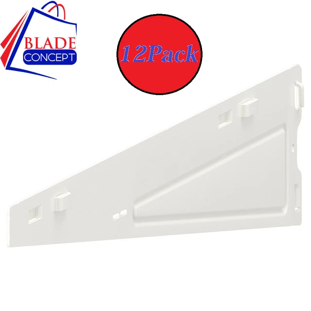 Set of 12 Shelf Brackets Bracket white Steel Shelf Support Adjustable Heavy Duty