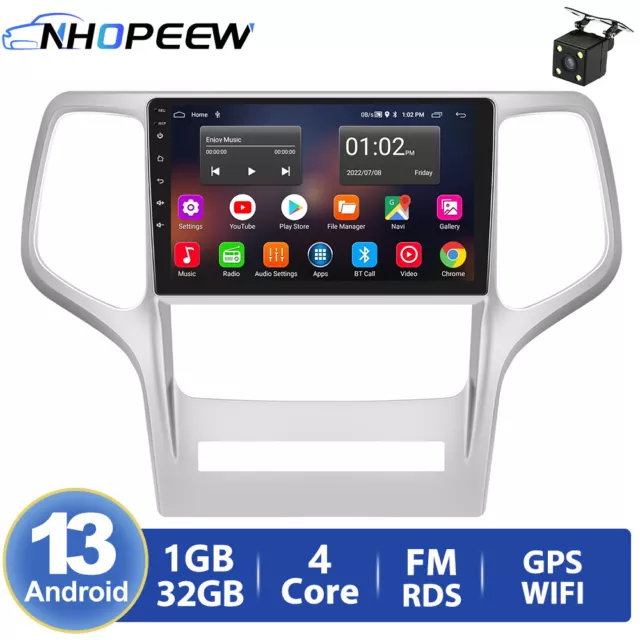 32GB Android 13 Car Radio Stereo GPS NAVI WIFI For Jeep Grand Cherokee 2008-2013