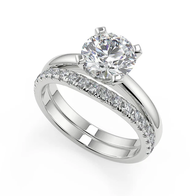1.4 Ct Round Cut Four Prong Solitaire Diamond Engagement Ring VVS1 D Treated