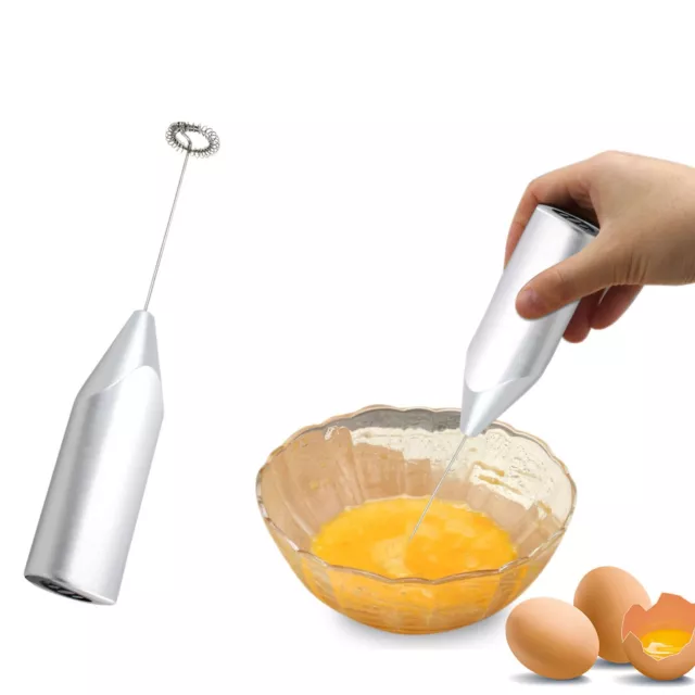 1pc Mini Portable Handheld Milk Frother/whisk With Stainless Steel Whisk  Head Powered By 2 Aa Batteries, Suitable For Mixing Egg White, Milk Froth,  Cream In Home Kitchen