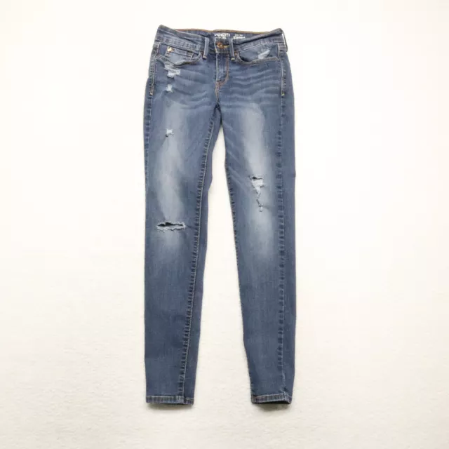 Jeggings para mujer Levi's Denizen junior talla 1 azules ajustados en dificultades de altura baja