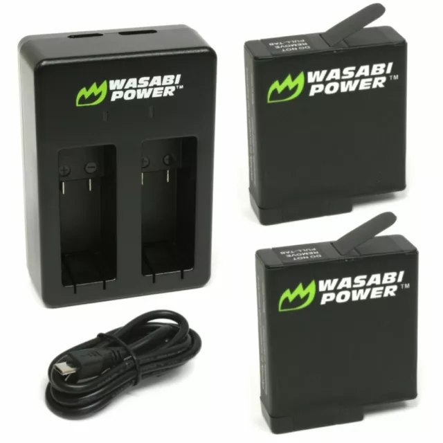 Wasabi Power Battery (2-Pack) & Dual Charger for GoPro HERO7 Black, HERO6, HERO5