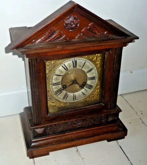 Vintage wood cased HAC German striking mantel clock for restoration