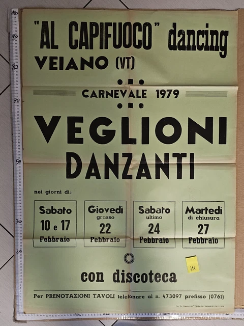 Manifesto  Vejano Discoteca Al Capifuoco Discoteca Carnevale 1979 Veglione