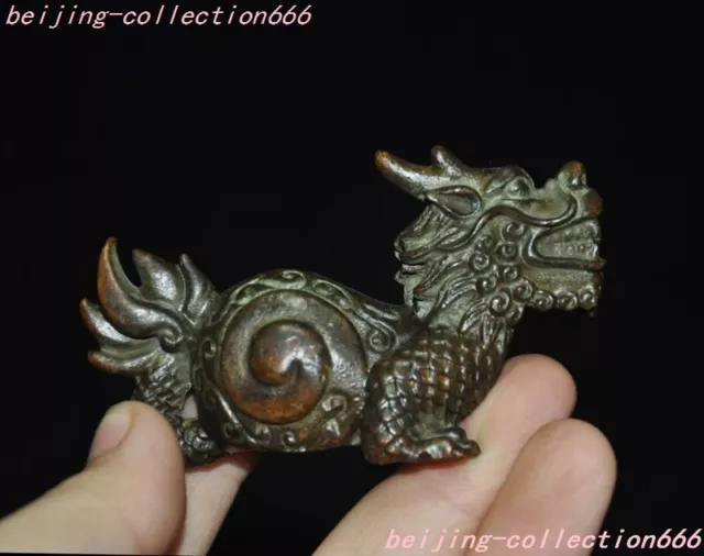 2.6" China bronze feng shui Wealth Lucky 12 Chinese zodiac animal dragon statue