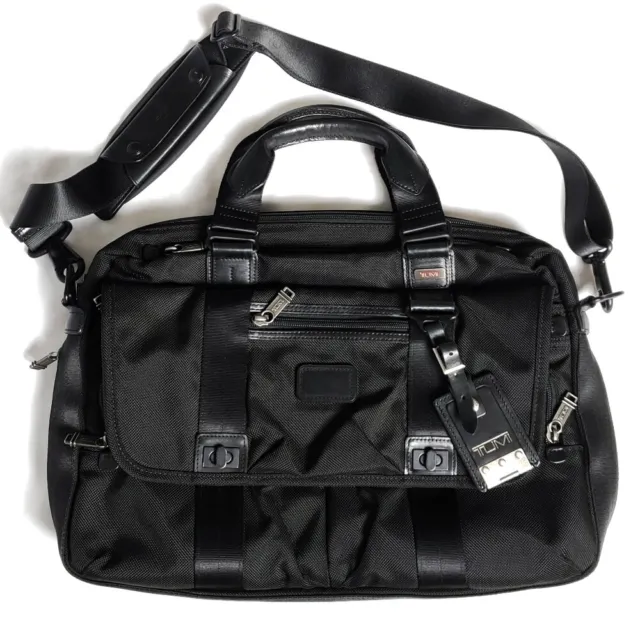 Tumi Alpha Bravo Pinckney Black Flap Briefcase Messenger Laptop Bag