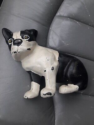 Metal Animal Dog Solid Cast Iron Sitting French Bulldog Boston Terrier Doorstop!