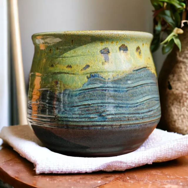 Wheel Thrown Wave Pattern Bowl Decorated In Our Whacky Wombat Glaze Made In Melb