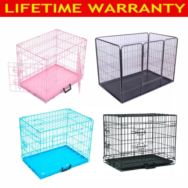 Dog Cage Crates Puppy Small Medium Large Pet Carrier Training Folding Metal Cage