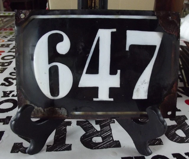 Grande Old Black French House Number 647 Door Gate da Parete Piatto D Metallo IN