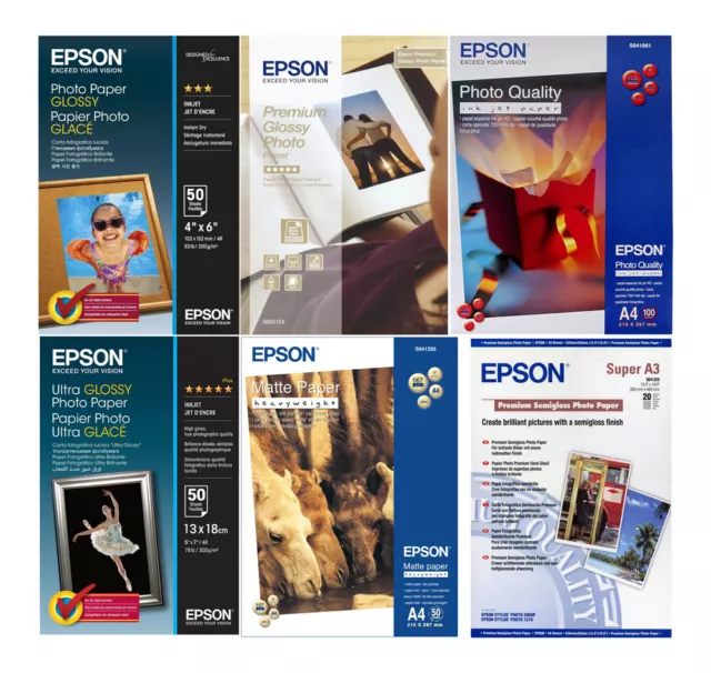 D'origine Epson Papier Photo 10 X 15 CM, 18 CM, din A4, din A3, 102 - 300 G/M²