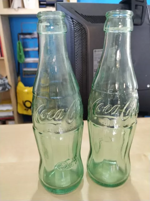 Coca Cola Bottiglie Vetro Verdino Chiaro Anni 30/40 Atlanta-Georgia Rare 2 Pezzi