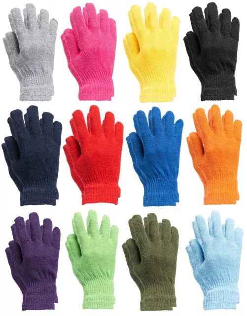 12 Pairs Of Winter Magic Gloves Warm Brushed Interior, Stretchy Assorted Unisex