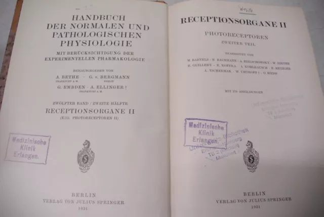 Receptionsorgane II. Photoreceptoren. Zweiter Teil. (= Handbuch der normalen und