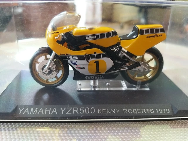 Modellino Giallo YAMAHA TZR500 KENNY ROBERTS Anno 1979 Moto Scala 1/22+TECA