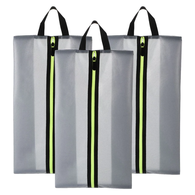 Confezione da 3 borse impermeabili traslucide scarpe portatili organizer grigio