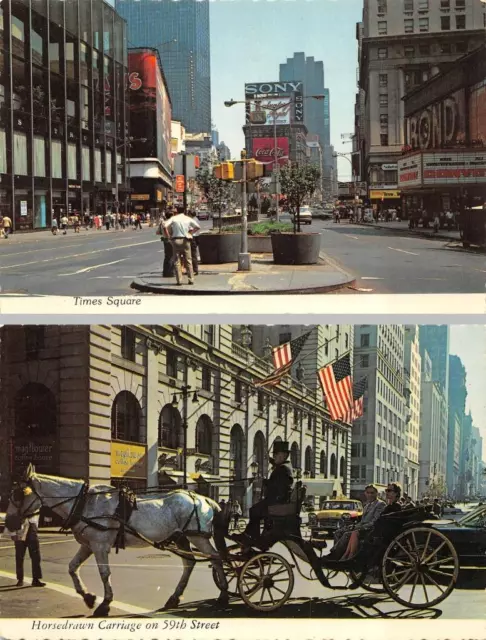 2~4X6 Postcards  NY, New York City  TIMES SQUARE & HORSEDRAWN CARRIAGE~59th St