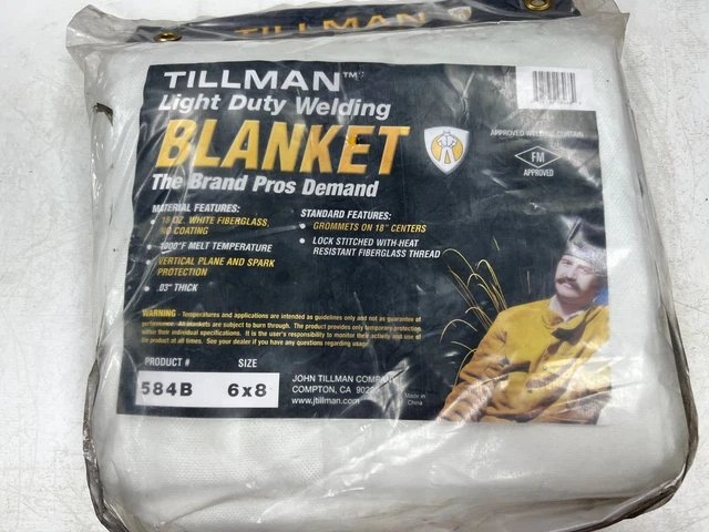 👀 NEW TILLMAN LIGHT DUTY WELDING BLANKET 6' x 8' .03" THICK 18oz MODEL 584B