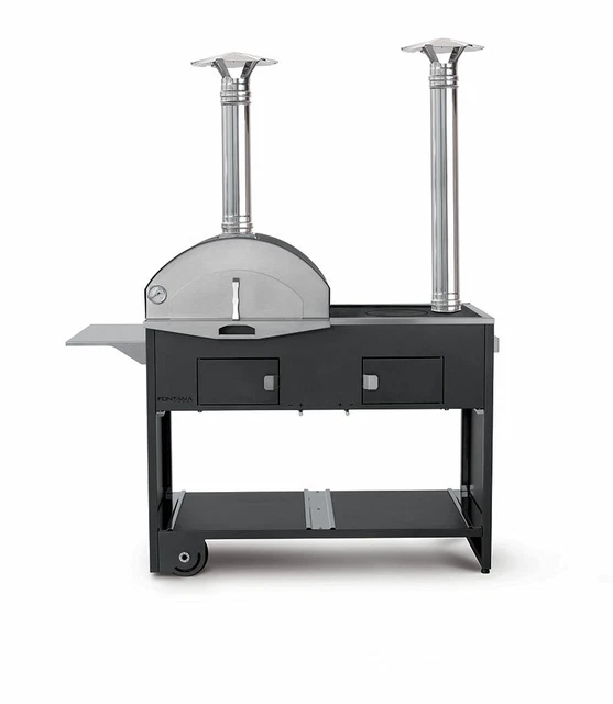 FONTANA FORNI Forno-barbecue cottura ibrida PIZZA&CUCINA DOPPIO in acciaio