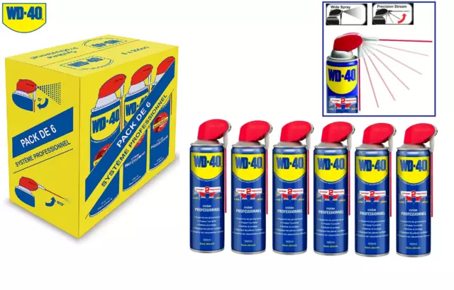 Lot de 6 LUBRIFIANT DÉGRIPPANT WD-40 SYSTÉME PRO 500 ML 6x500ml