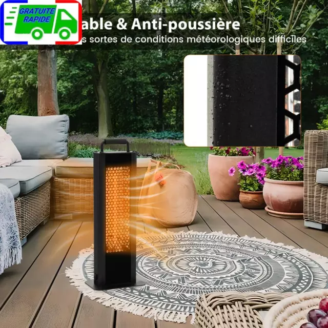 Chauffage Électrique à Infrarouge 1200W Portable avec Double Face Radiateur Étan 3